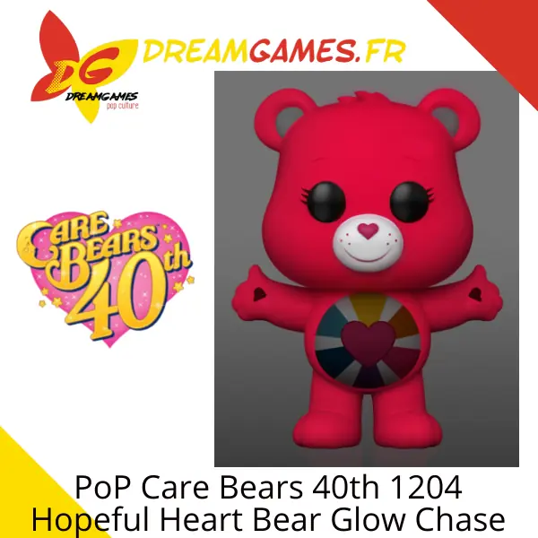Funko PoP Care Bears 40th 1204 Hopeful Heart Bear Glow Chase Fig