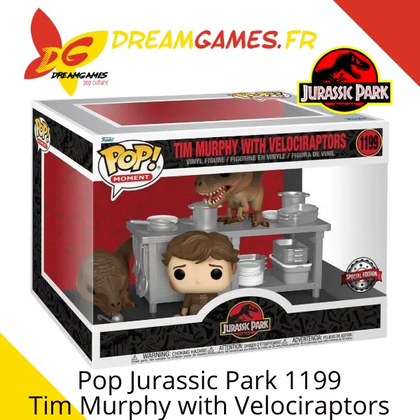 Funko Pop Jurassic Park 1199 Tim Murphy with Velociraptors Box