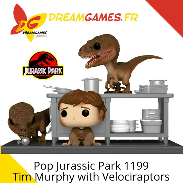 Funko Pop Jurassic Park 1199 Tim Murphy with Velociraptors Fig