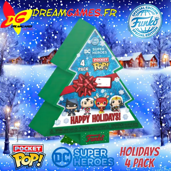 Funko Pocket Pop DC Super Heroes Holidays 4 Pack Special Edition Box