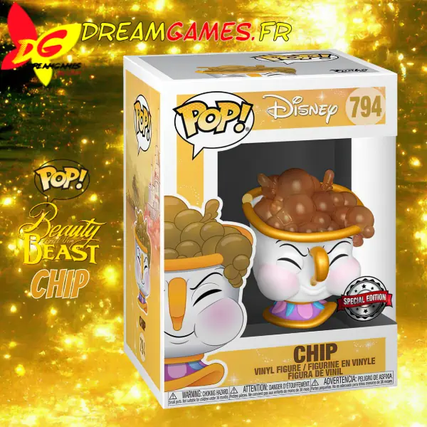 Funko Pop Beauty and the Beast Chip Blowing Bubbles 794 Special Edition Box