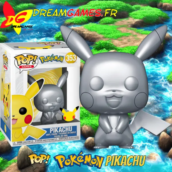 Funko Pop Pokémon Silver Pikachu 353 Box Fig