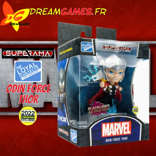 The Loyal Subjects Superama Odin Force Thor Black Light 10cm 2022 Convention Exclusive Box