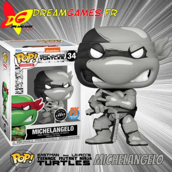 Funko Pop Teenage Mutant Ninja Turtles 34 MichelAngelo Chase Px Previews Exclusive Box Fig