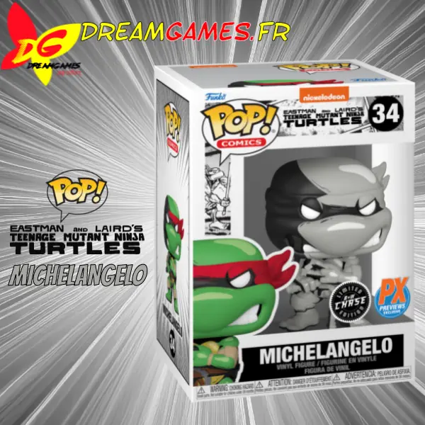 Funko Pop Teenage Mutant Ninja Turtles 34 MichelAngelo Chase Px Previews Exclusive Box