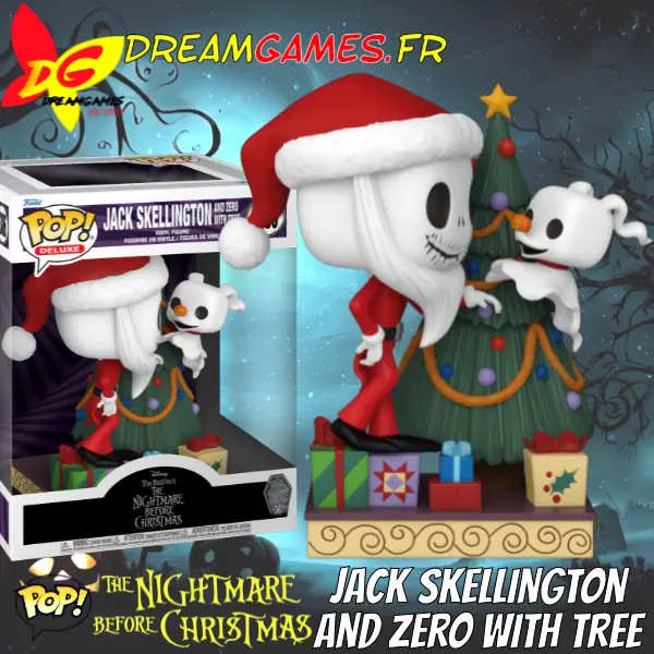 Funko Pop The Nightmare Before Christmas Deluxe 1386 Jack Skellington and Zero with Tree Box Fig