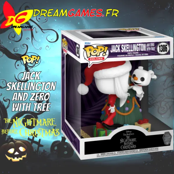 Funko Pop The Nightmare Before Christmas Deluxe 1386 Jack Skellington and Zero with Tree Box