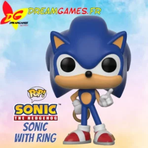 Figurine Funko Pop Sonic with Ring - Un incontournable pour les fans de Sonic le hérisson. Une représentation détaillée et fidèle de Sonic tenant fièrement son anneau emblématique. Un ajout parfait à toute collection Sonic.