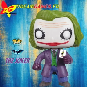 Figurine colorée Funko Pop The Joker 36, inspirée du film Batman The Dark Knight, avec détails minutieux sur le costume et l’expression faciale.