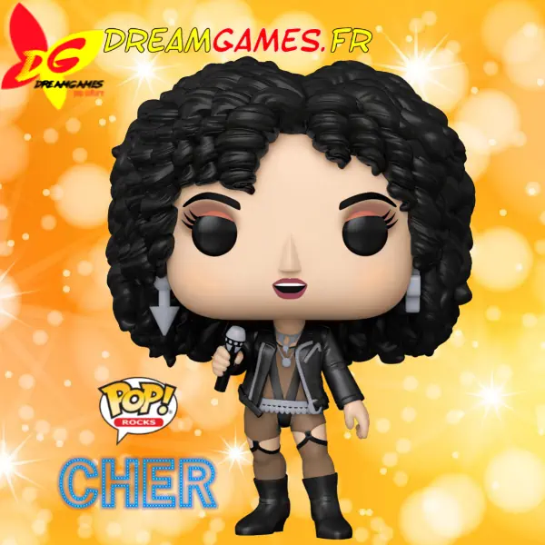 Cher dans sa tenue emblématique du clip ‘If I Could Turn Back Time’, immortalisée en Funko Pop Cher, prête à ajouter du piquant à votre collection Pop! Rocks.