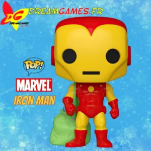 Iron Man prêt pour les fêtes avec un sac de cadeaux dans ce Funko Pop Iron Man with Gifts, une addition festive à votre collection Marvel.