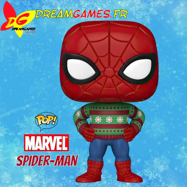 Le Funko Pop Spider-Man in Ugly Sweater apporte une touche festive à votre collection Marvel. Un héros tissant sa toile dans un pull de Noël amusant.