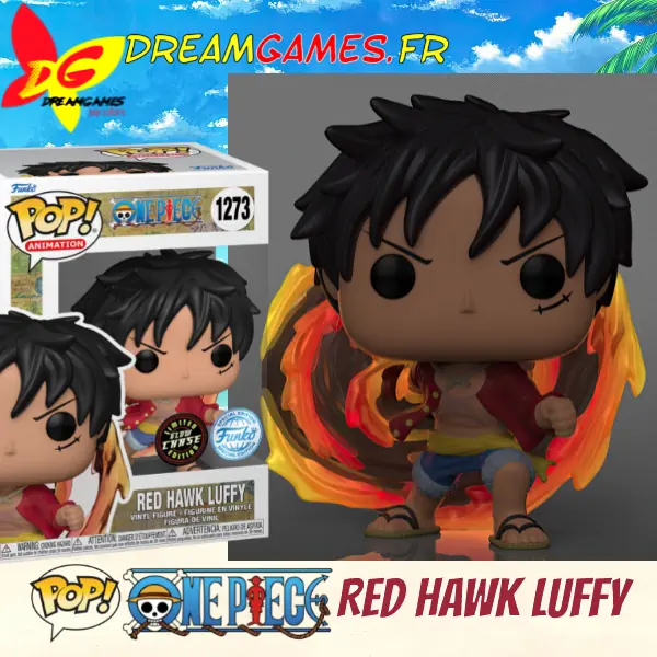 Funko Pop One Piece 1273 Red Hawk Luffy Special Edition Chase Box Fig