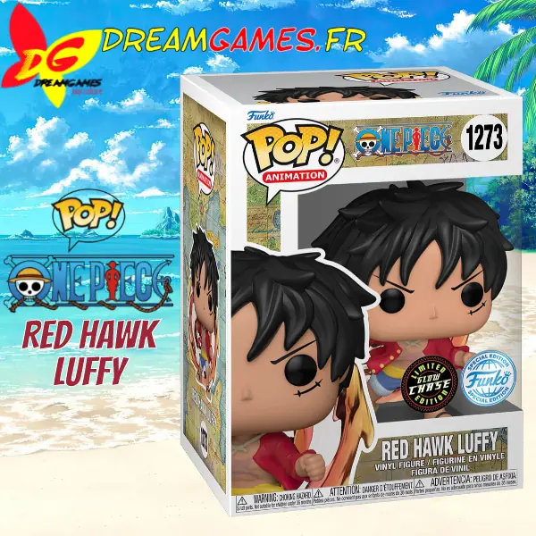 Funko Pop One Piece 1273 Red Hawk Luffy Special Edition Chase Box