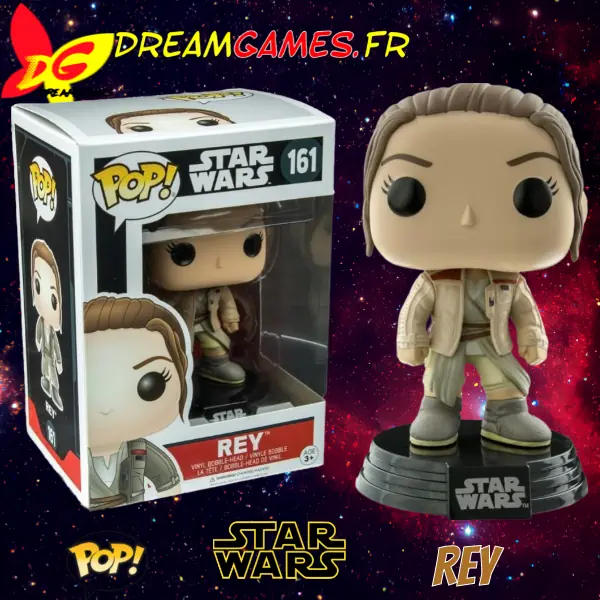 Découvrez la figurine Funko Pop Rey 161, un must-have pour les fans de Star Wars ! Rey, héroïne emblématique, prend vie dans cette adorable représentation.