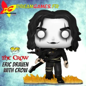 Funko Pop Eric Draven with Crow - La figurine du célèbre film The Crow. Un hommage sombre et captivant à Eric Draven, incarné par Brandon Lee. Une pièce incontournable pour les fans de cette icône culte.