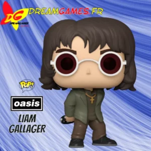 Figurine Funko Pop Liam Gallagher d'Oasis avec veste verte.