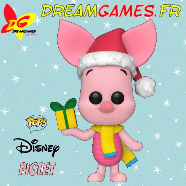 Figurine Funko Pop Piglet 615 déguisée pour Noël, dans une tenue festive.