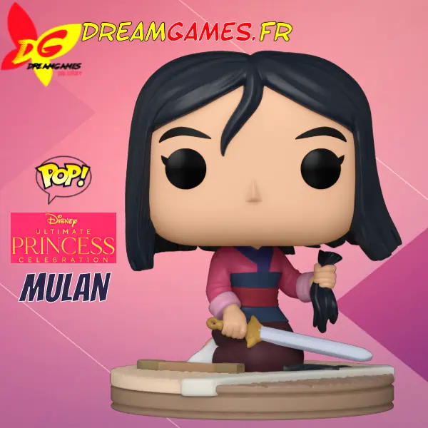 Figurine Funko Pop Mulan 1020, représentant Mulan se coupant les cheveux, pour la collection Disney Princess.