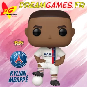 Figurine Funko Pop Kylian Mbappé 31, en tenue de footballeur, avec ballon.