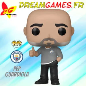Figurine Funko Pop Pep Guardiola en tenue de coach, avec des détails fidèles, pour collectionneurs.