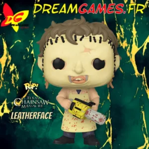 Funko Pop Leatherface 1150, figurine avec tronçonneuse et masque de peau.
