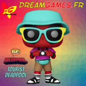 Figurine funko pop tourist deadpool 1345, avec Deadpool en tenue de touriste, tenant un appareil photo.