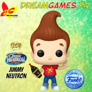 Image d'une figurine Funko Pop Jimmy Neutron, représentant le personnage de dessin animé célèbre avec ses cheveux emblématiques.