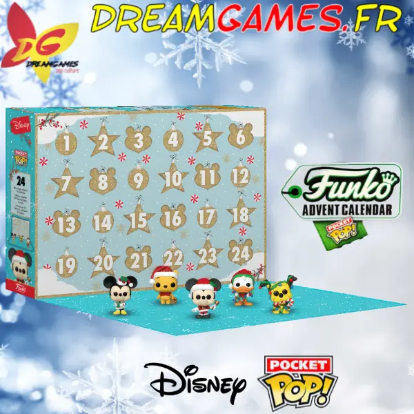 Découvrez le funko advent calendar pocket pop disney 24 pces, un calendrier de l'Avent avec des figurines à collectionner.