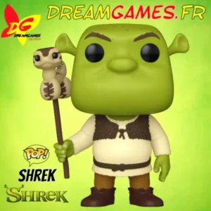 Figurine Funko Pop Shrek with Snake en vinyle, représentant Shrek tenant un serpent, parfaite pour les fans de la saga Shrek.