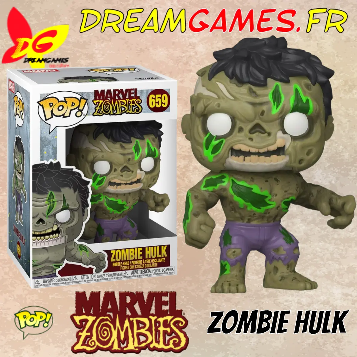 Figurine Funko Pop Zombie Hulk 659 Marvel Zombies - Image 3