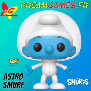 Figurine Funko Pop Astro Smurf The Smurfs, représentant le célèbre petit personnage en costume spatial.