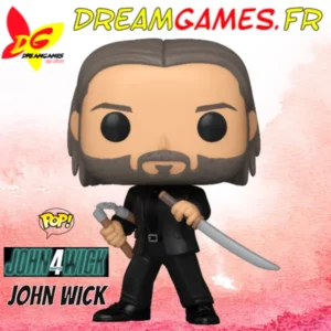 Figurine Funko Pop John Wick Chapter 4 représentant le célèbre personnage armé de son katana.