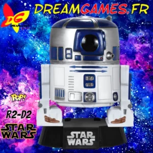 Figurine Funko Pop R2-D2 Star Wars en vinyle, représentant le célèbre droïde de la saga, avec des détails authentiques et une finition soignée.