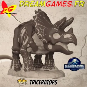 Funko Pop Fossil Triceratops Jurassic World représente une figurine détaillée du célèbre dinosaure.