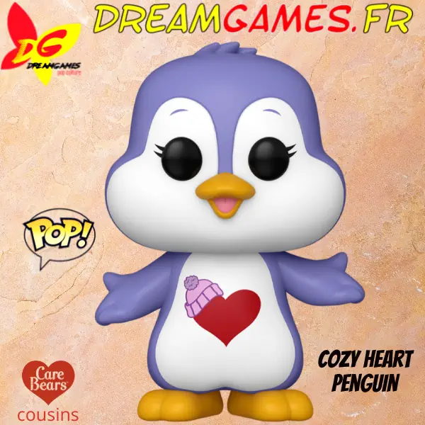Découvrez la figurine Funko Pop Cozy Heart Penguin 1803 Care Bears Cousins, un adorable pingouin au look attendrissant et coloré.